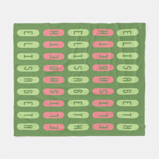 Moderner geometrischer, grüner Individuelle Name Fleecedecke (Vorderseite (Horizontal))