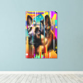 Moderner geometrischer Hund Leinwanddruck (Insitu (Holzboden))