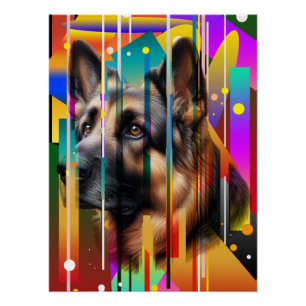 Moderner geometrischer Hund Poster