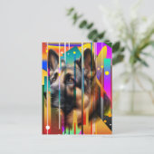 Moderner geometrischer Hund Postkarte (Stehend Vorderseite)
