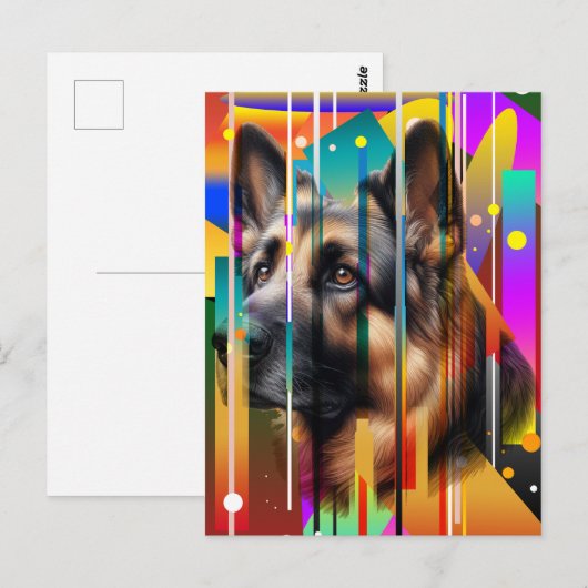 Moderner geometrischer Hund Postkarte (Vorne/Hinten)