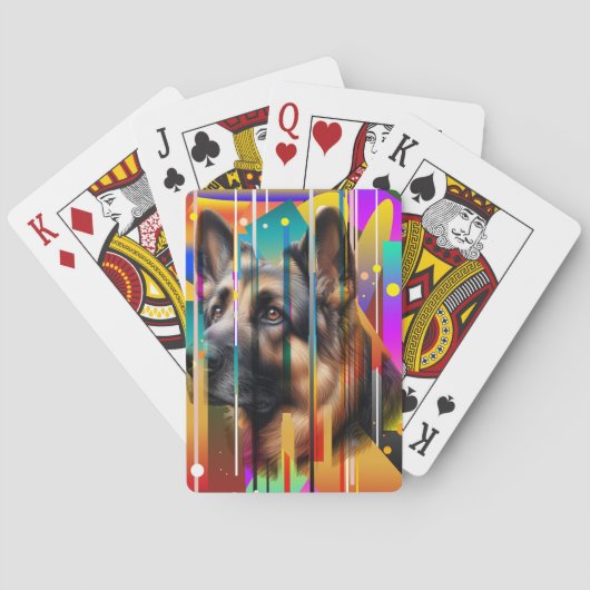 Moderner geometrischer Hund Spielkarten (Rückseite)