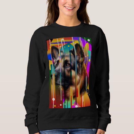 Moderner geometrischer Hund Sweatshirt (Vorderseite)