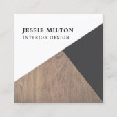 Moderner geometrischer Innenarchitekt aus Holz Quadratische Visitenkarte (Vorderseite)