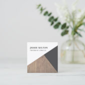 Moderner geometrischer Innenarchitekt aus Holz Quadratische Visitenkarte (Stehend Vorderseite)