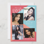 Moderner geometrischer Korallenpfirsich 4 Foto Abs Ankündigung (Vorderseite)