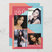 Moderner geometrischer Korallenpfirsich 4 Foto Abs Ankündigung (Vorne/Hinten)