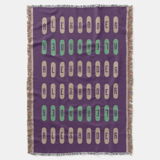 Moderner geometrischer Lila Creme-Grüner Individue Decke (Vorderseite Vertikal)