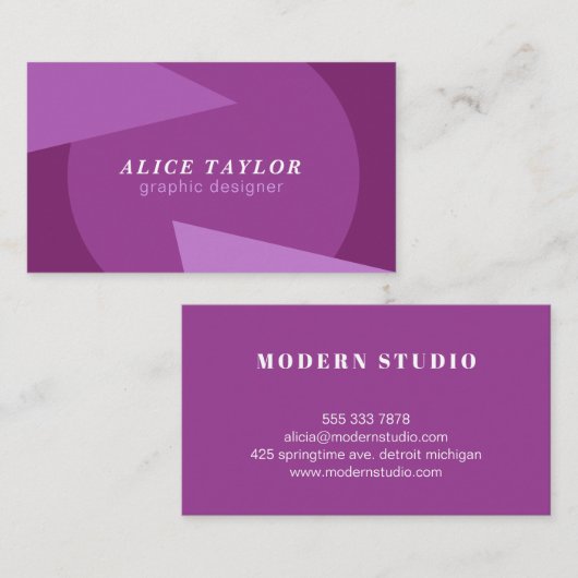 Moderner geometrischer, lila monochromer Zuhause-D Visitenkarte (Vorne/Hinten)