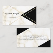 Moderner geometrischer Marmor, schwarze Goldstreif Visitenkarte (Vorne/Hinten)