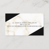 Moderner geometrischer Marmor, schwarze Goldstreif Visitenkarte (Rückseite)