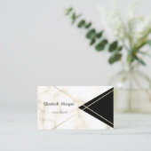 Moderner geometrischer Marmor, schwarze Goldstreif Visitenkarte (Stehend Vorderseite)