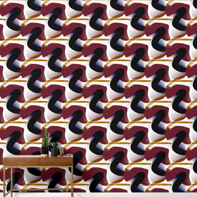 Moderner geometrischer Minimalismus in Burnt Sienn Tapete (Korridor)