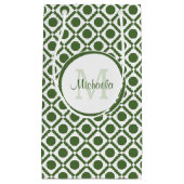 Moderner geometrischer Mit Monogramm Name Grün und Kleine Geschenktüte (Vorderseite)