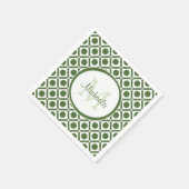 Moderner geometrischer Mit Monogramm Name Grün und Serviette (Ecke)