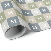 Moderner geometrischer monogramm Farbblock Geschenkpapier (Rolleneckpunkt)