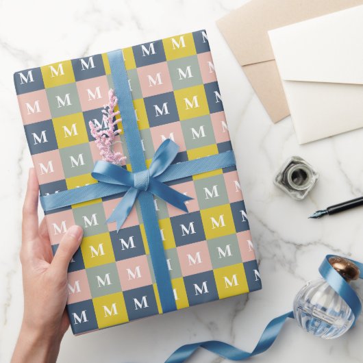 Moderner geometrischer monogramm Farbblock Geschenkpapier (Schenken)