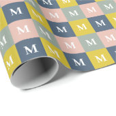 Moderner geometrischer monogramm Farbblock Geschenkpapier (Rolleneckpunkt)