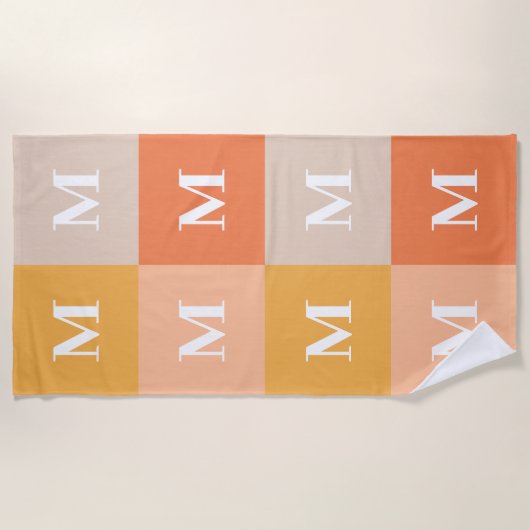 Moderner geometrischer monogramm Farbblock Strandtuch (Vorderseite)