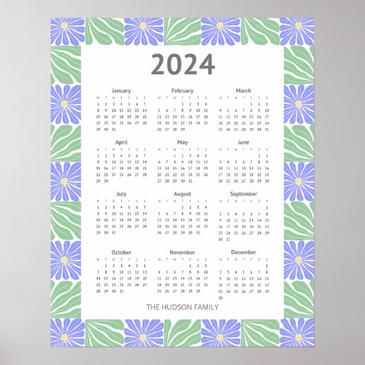 Moderner geometrischer Musterkalender 2024 Poster (Vorne)