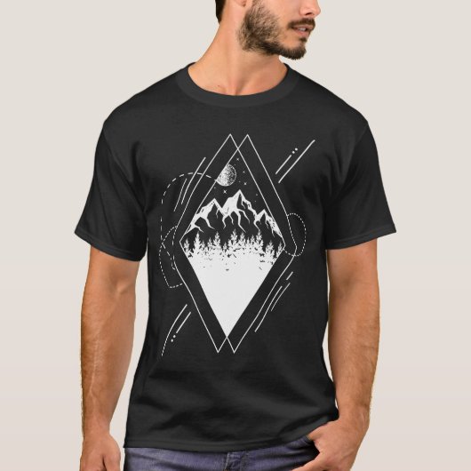 Moderner geometrischer Naturwald Außenwelt Hipster T-Shirt (Vorderseite)