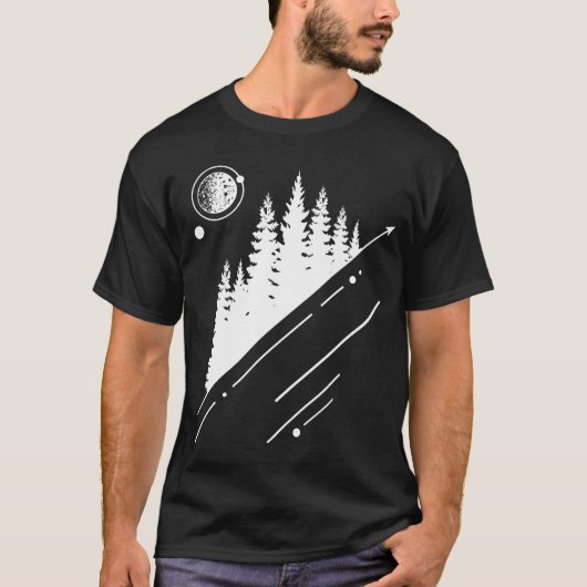Moderner geometrischer Naturwald-Hipster Grafik T-Shirt (Vorderseite)