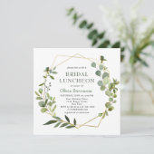 Moderner geometrischer Rahmen Eukalyptus BRIDAL LU Einladung (Stehend Vorderseite)