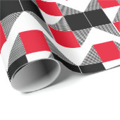 Moderner geometrischer rot-schwarzer Farbblock Geschenkpapier (Rolleneckpunkt)