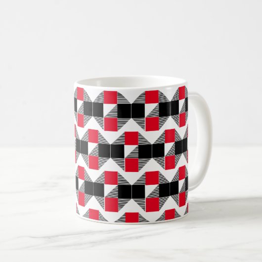 Moderner geometrischer rot-schwarzer Farbblock Kaffeetasse (VorderseiteRechts)