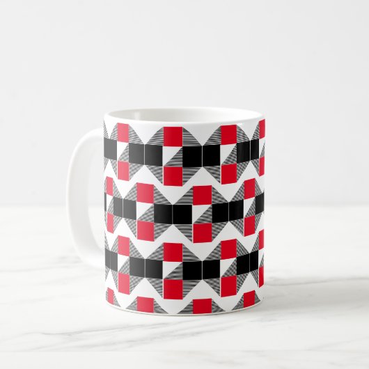 Moderner geometrischer rot-schwarzer Farbblock Kaffeetasse (Vorderseite Links)