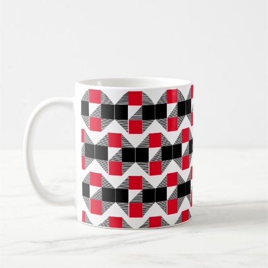 Moderner geometrischer rot-schwarzer Farbblock Kaffeetasse (Links)