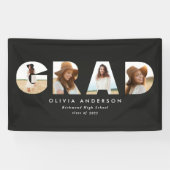 Moderner geometrischer Schwarz-Multi-Foto-Abschlus Banner (Horizontal)