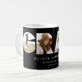 Moderner geometrischer Schwarz-Multi-Foto-Abschlus Kaffeetasse (Vorderseite Links)