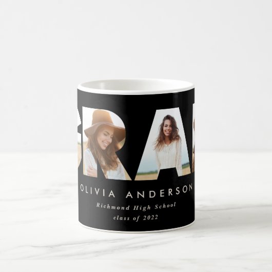 Moderner geometrischer Schwarz-Multi-Foto-Abschlus Kaffeetasse (Mittel)