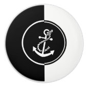 Moderner geometrischer Schwarz-Weiß-Anker Keramikknauf (Vorderseite)