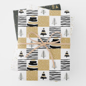 Moderner geometrischer Schwarz-weißer Weihnachtsba Geschenkpapier Set (Beispiel)