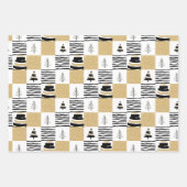Moderner geometrischer Schwarz-weißer Weihnachtsba Geschenkpapier Set (Vorderseite)