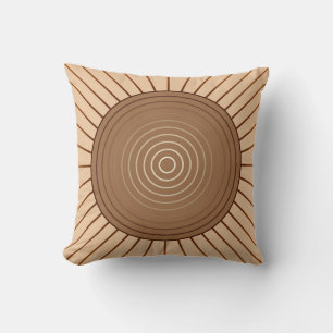 Moderner geometrischer Sonnenbrand - Braun und Tan Kissen