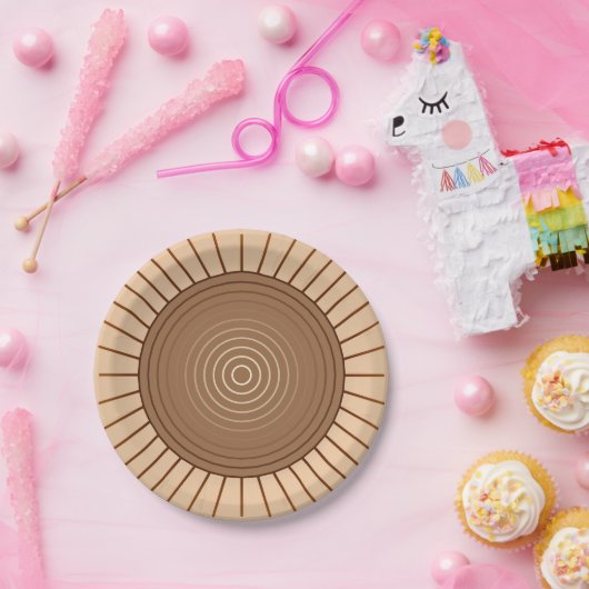 Moderner geometrischer Sonnenbrand - Braun und Tan Pappteller (Party)