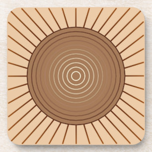 Moderner geometrischer Sonnenbrand - Braun und Tan Untersetzer