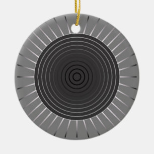 Moderner geometrischer Sonnenburst - Dunkler Hämat Keramik Ornament