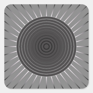 Moderner geometrischer Sonnenburst - Dunkler Hämat Quadratischer Aufkleber