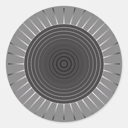 Moderner geometrischer Sonnenburst - Dunkler Hämat Runder Aufkleber (Vorderseite)
