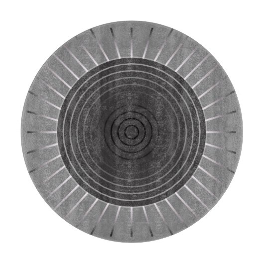 Moderner geometrischer Sonnenburst - Dunkler Hämat Schneidebrett (Vorderseite)