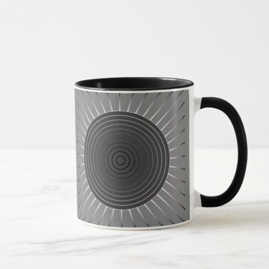 Moderner geometrischer Sonnenburst - Dunkler Hämat Tasse (Rechts)