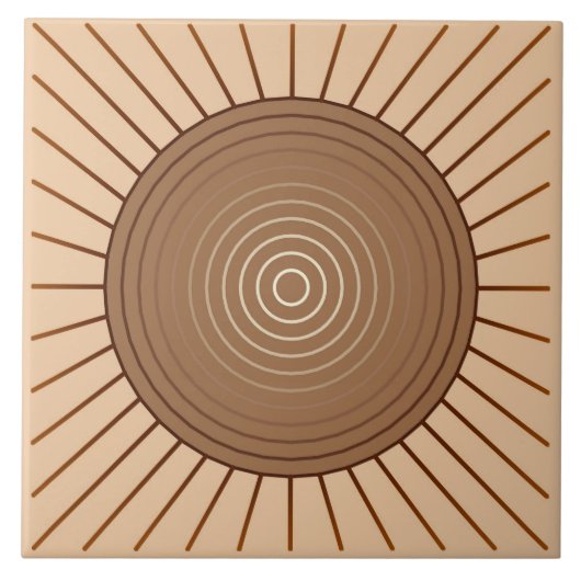 Moderner geometrischer Sonnendurchbruch - Brown Fliese (Vorderseite)