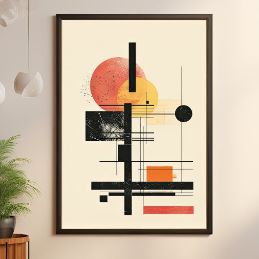Moderner geometrischer Sonnenuntergang Mitte des J Poster
