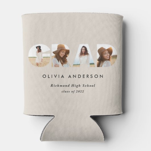 Moderner geometrischer typografischer Foto Bogen A Dosenkühler (Rückseite)