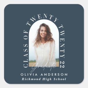 Moderner geometrischer typografischer Foto Bogen A Quadratischer Aufkleber