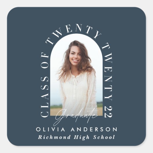 Moderner geometrischer typografischer Foto Bogen A Quadratischer Aufkleber (Vorderseite)